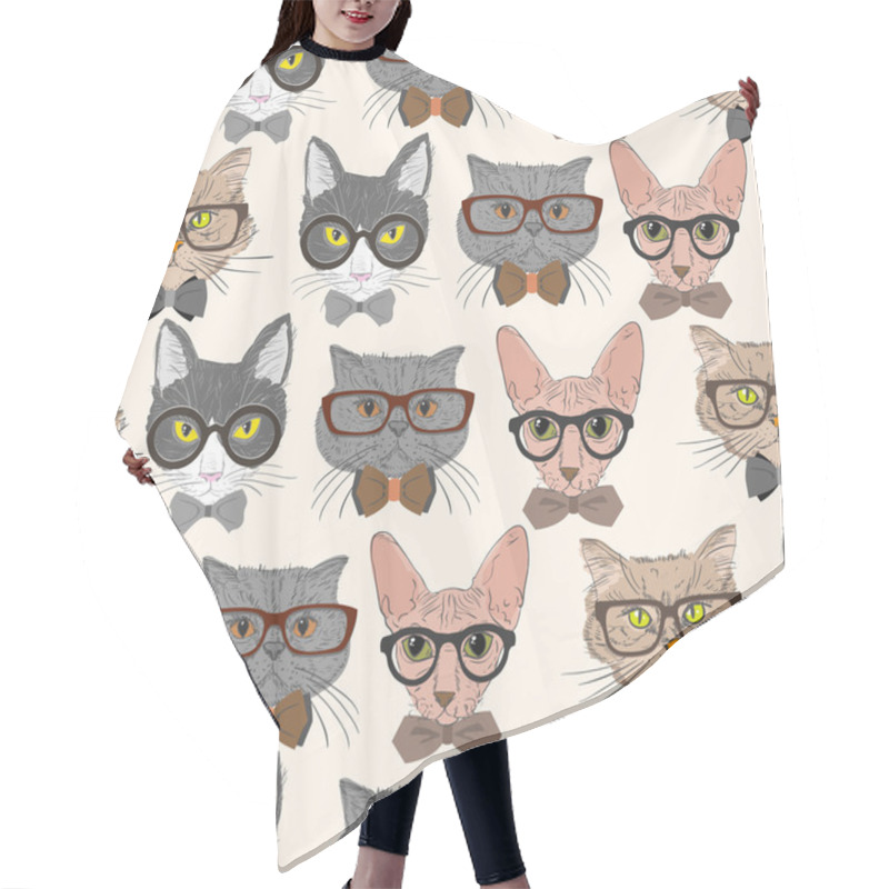 Personality  Seamless Hipster Cats Pattern Background Hair Cutting Cape