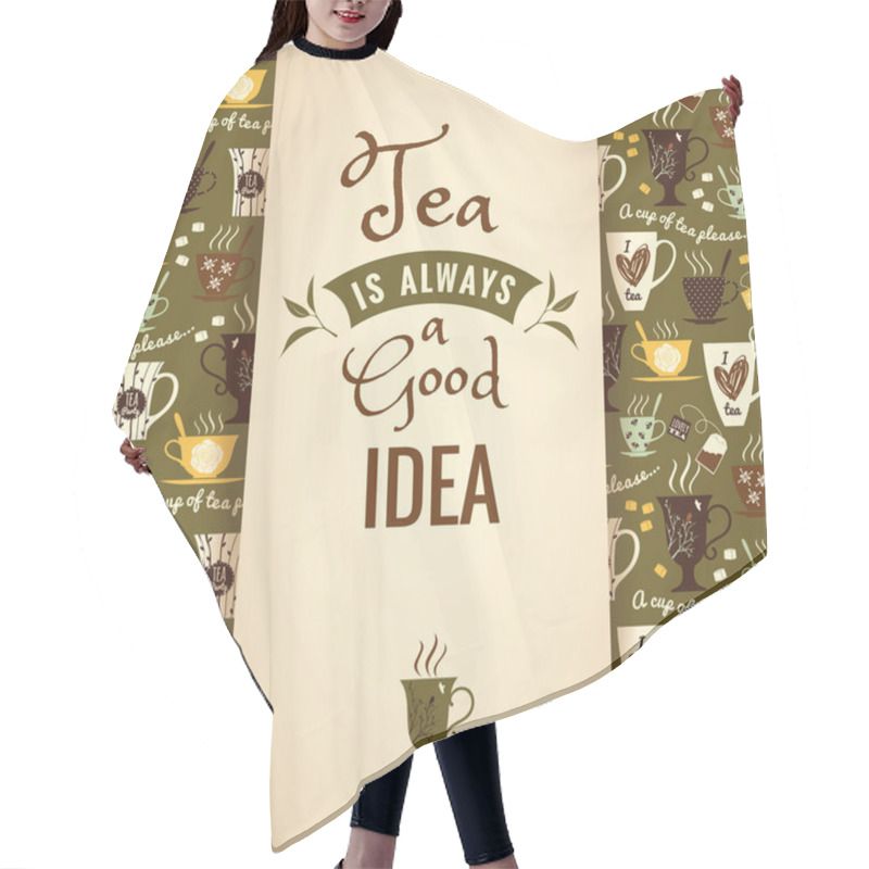 Personality  Tea Background With Quote. Poster With Typography Hair Cutting Cape