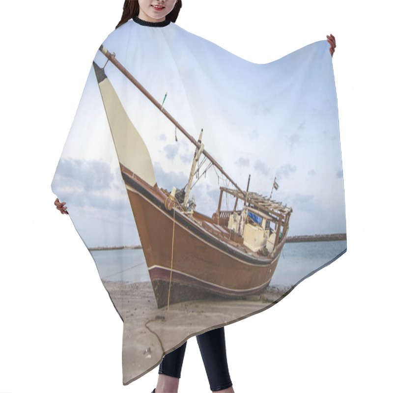 Personality  Old Dhow On Beach In Ras Al Khaimah, United Arab Emirates Hair Cutting Cape