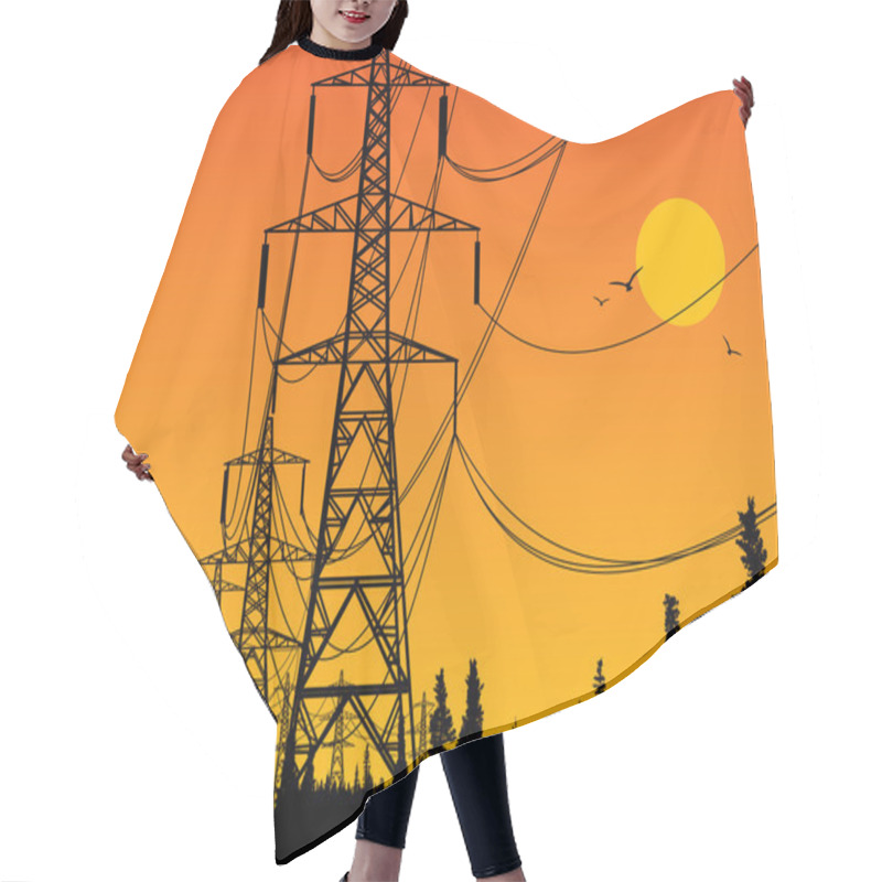 Personality  Electric Power Lines Hair Cutting Cape