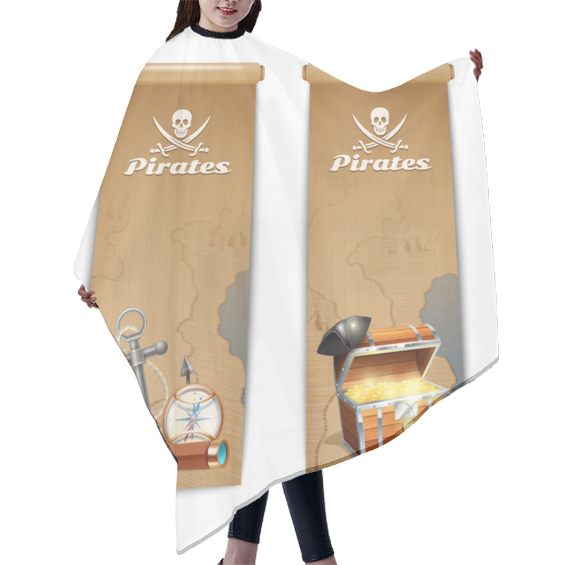 Personality  Pirate Banner Vertical Hair Cutting Cape