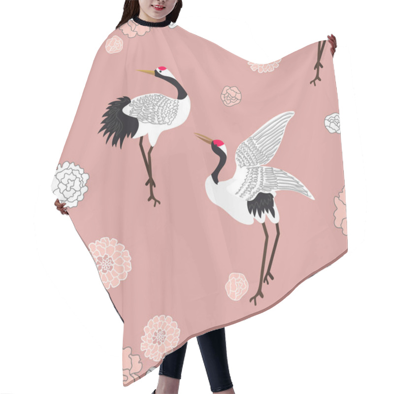 Personality  Cranes And Flowers. Hair Cutting Cape