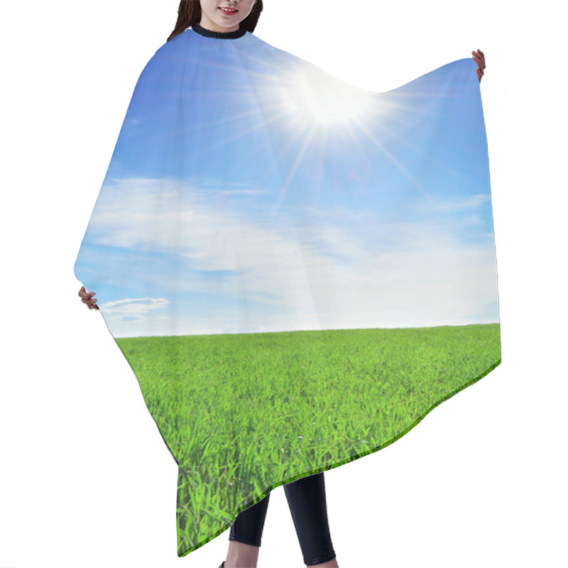 Personality  Sun, Sky And Green Field Hair Cutting Cape