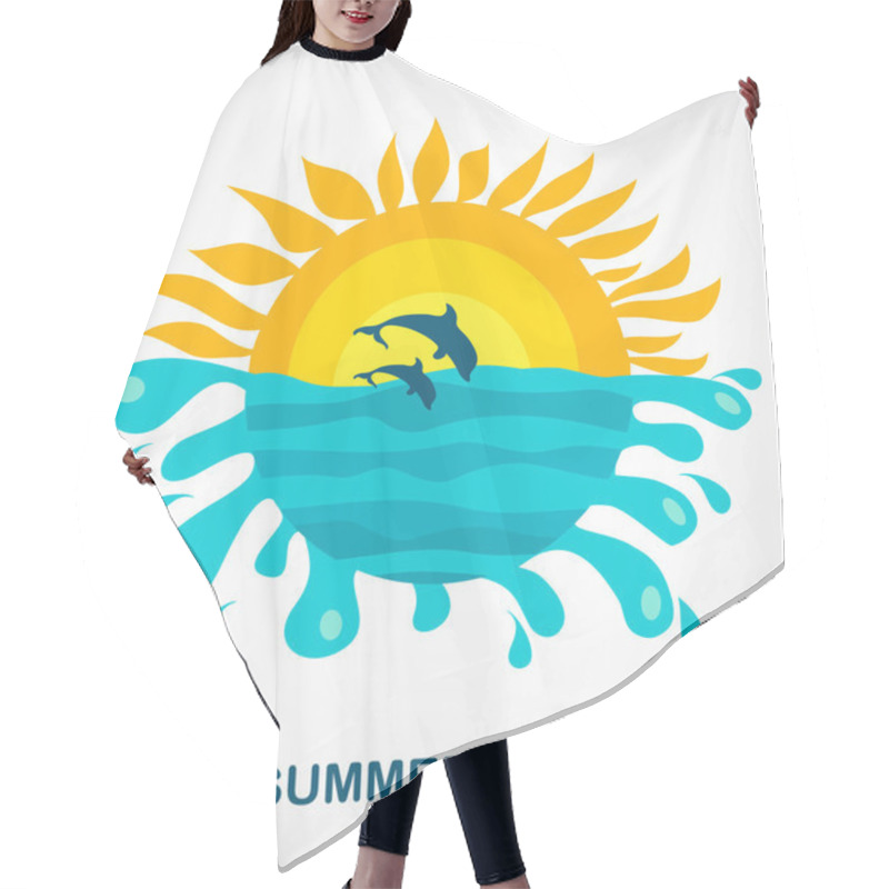 Personality  Sunny View Of Two Jumping Dolphins Hair Cutting Cape