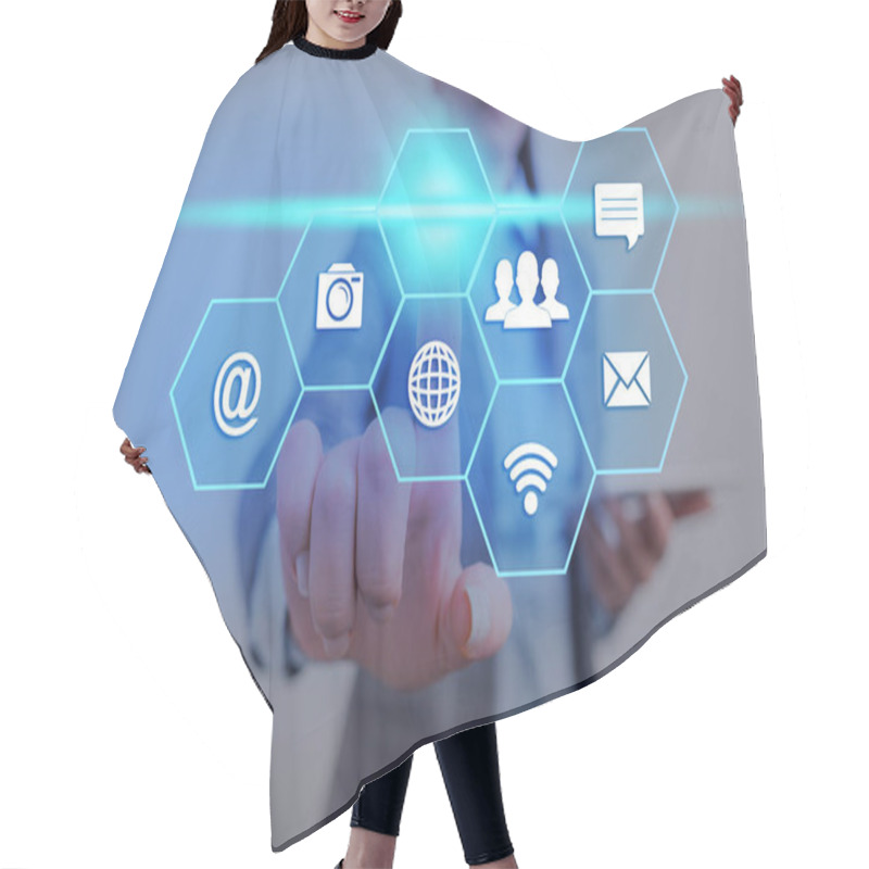 Personality  Web Search Data Information Futuristic Technology Infographic Element Flat Icon. Latest Digital Computerization Network Connection Communication Business Financial Concept. Hair Cutting Cape