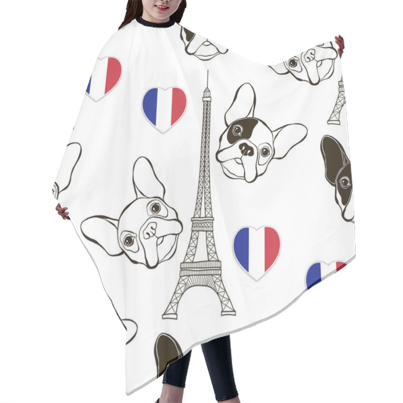 Personality  Seamless Pattern With French Bulldogs Hair Cutting Cape