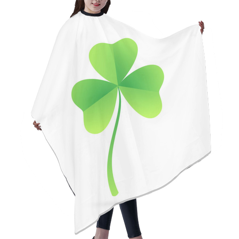 Personality  Simple Green Clover Trefoil. Clean Vector Symbol For Your St Patricks Day Project. Isolated On White Background. Hair Cutting Cape