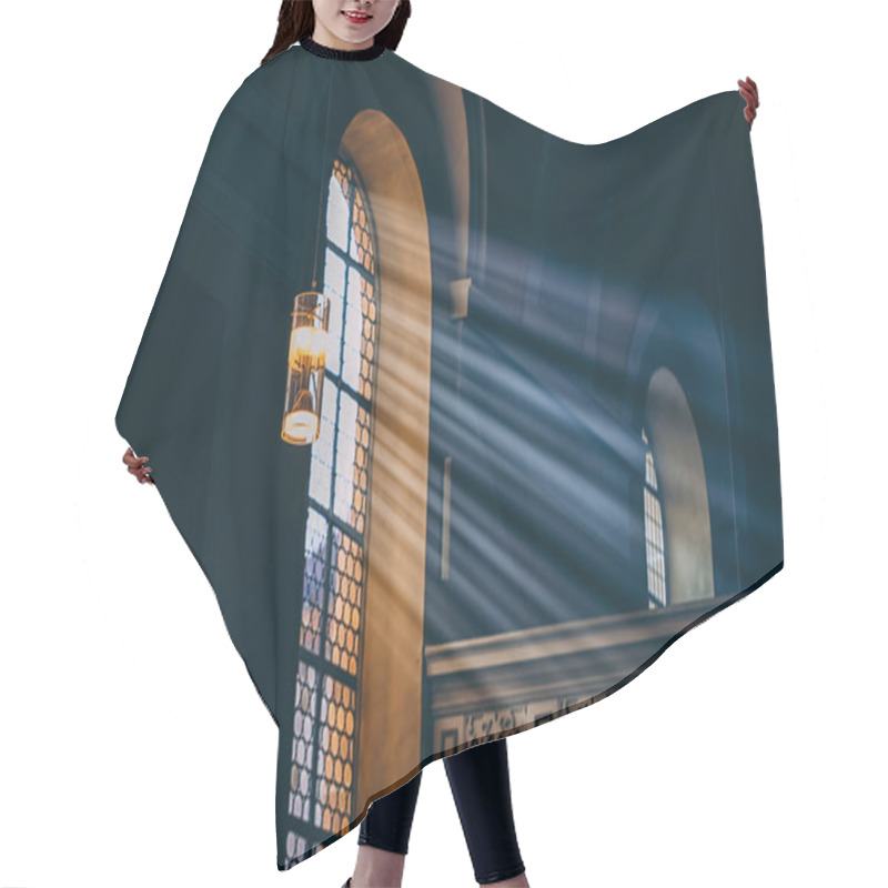 Personality  Light Rays Through The Dark Window. Toned Photo Hair Cutting Cape