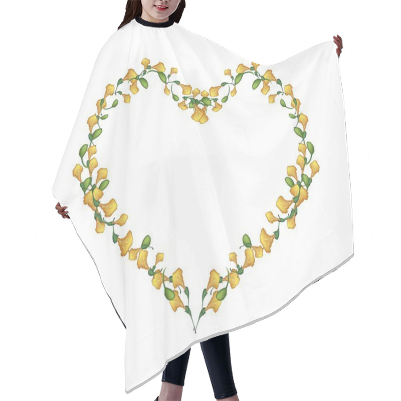 Personality  Beautiful Yellow Padauk Flowers In Heart Shape Hair Cutting Cape