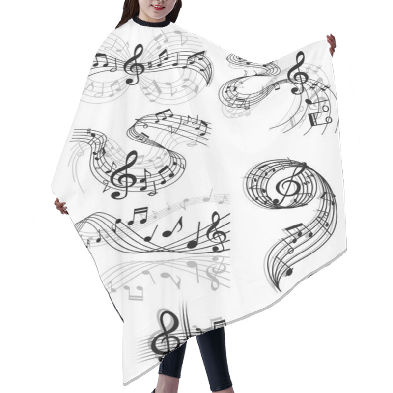 Personality  Swirling Musical Scores And Notes Hair Cutting Cape