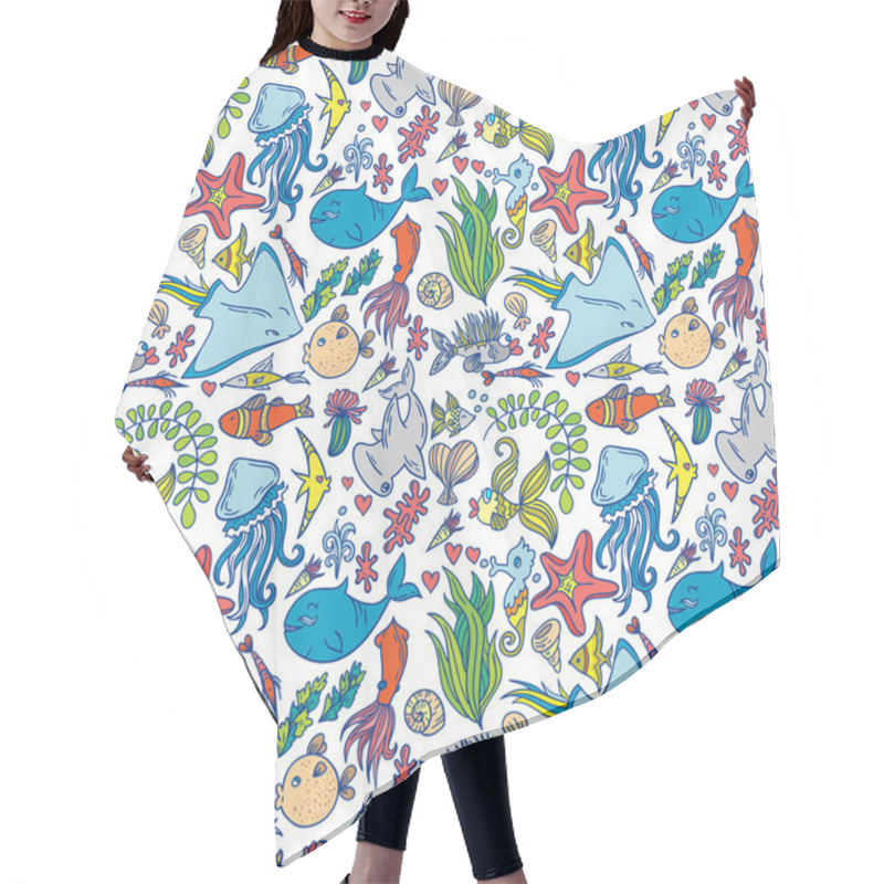 Personality  Sea Life Pattern Hair Cutting Cape