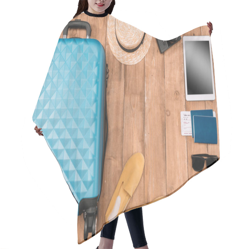 Personality  Background With Travel Accessories Hair Cutting Cape