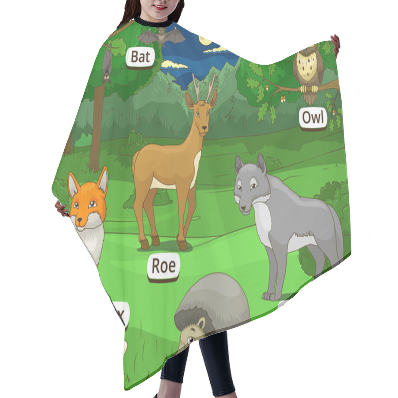 Personality  Forest With Cartoon Animals Names Hair Cutting Cape