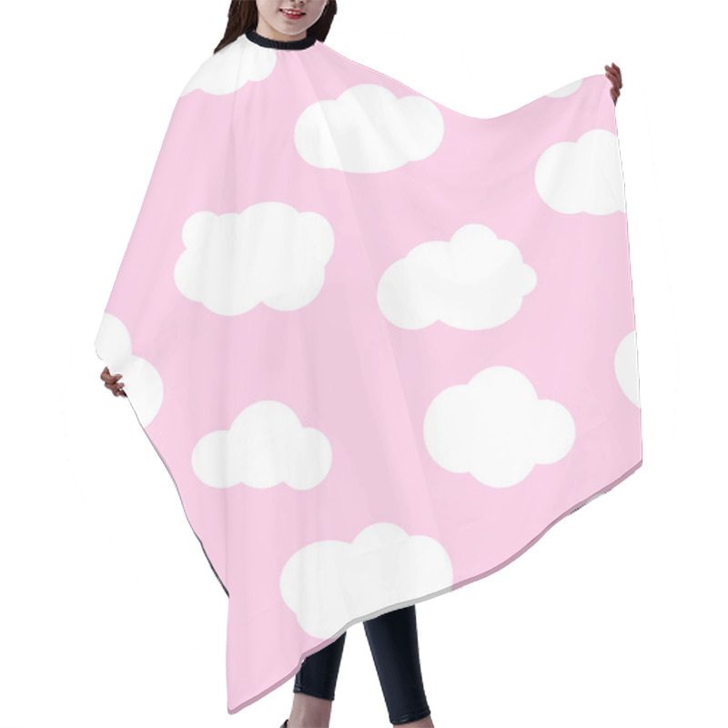 Personality  Pink Sky With Clouds Seamless Pattern Vector. Hair Cutting Cape