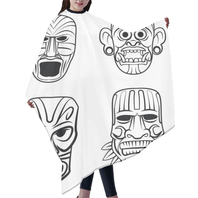 Personality  Totem Mask Set Collection Hair Cutting Cape