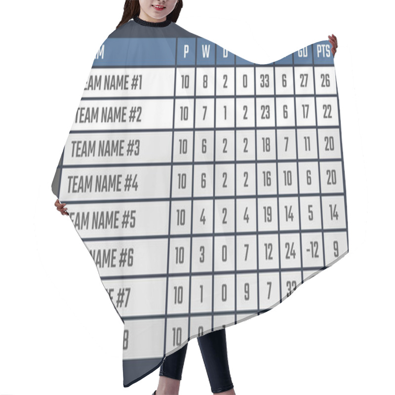 Personality  Sports League Table, Soccer Or Football Tournament Table Hair Cutting Cape