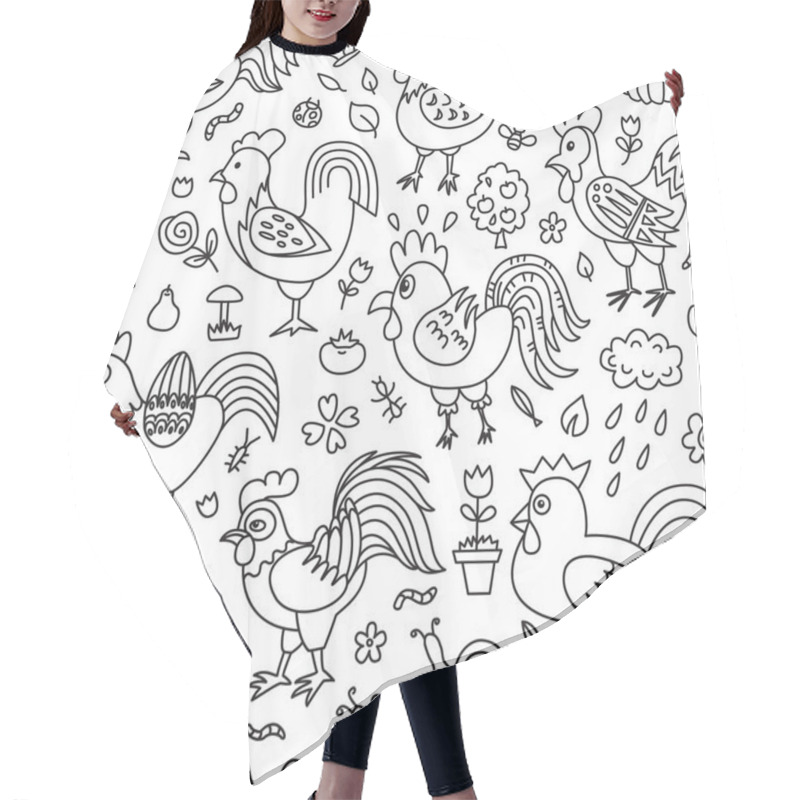 Personality  Seamless Pattern Of Farm. Hair Cutting Cape