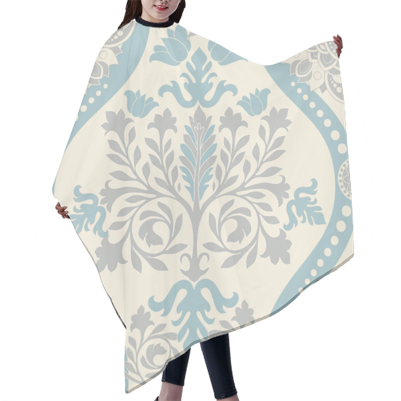 Personality  Blue And White Seamless Damask Pattern Hair Cutting Cape