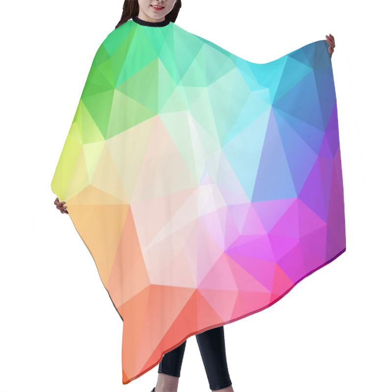 Personality  Vector Abstract Irregular Polygon Background With A Triangle Pattern In Full Color Spectrum Rainbow With Light Reflection In The Middle Hair Cutting Cape