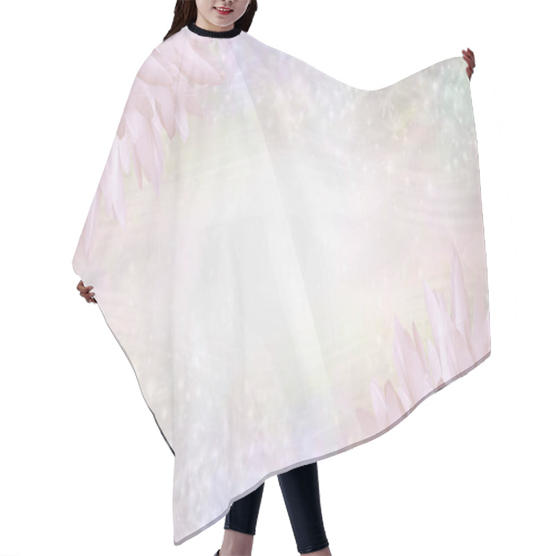 Personality  Pink Angel Feather Message Banner Background - A Pile Of Long Pink Coloured Feathers In Top Left And Bottom Right Corners And Wide Message Area With Multicoloured Sparkly Border And  Copy Space In Middle    Hair Cutting Cape