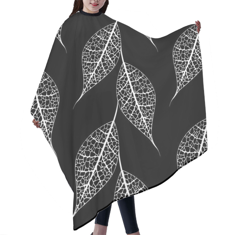 Personality  Seamless Vector Leaf Veins Pattern. Hair Cutting Cape