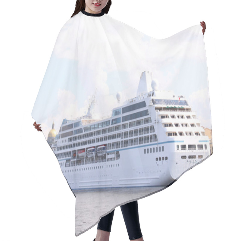 Personality  Luxury White Cruise Ship Shot At Angle A Hair Cutting Cape