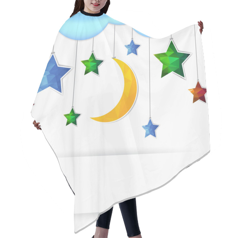 Personality  Holiday Card With Moon An Stars Shape Hair Cutting Cape