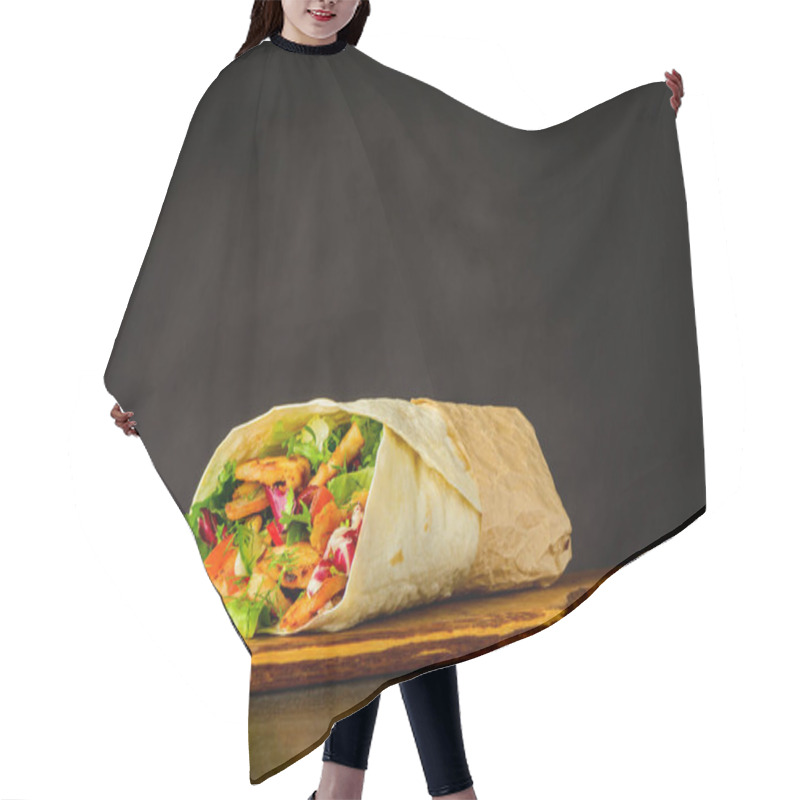 Personality  Shawarma Sandwich On Dark Background Hair Cutting Cape