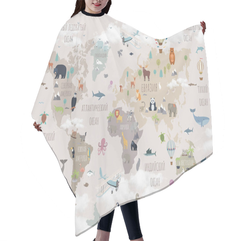 Personality  Children's Wallpaper. A Drawn Map Of The World. World Map For Children. Children's World Map In Russian. Map Of The World With Animals. A Magical Map Of The World With Clouds. Hair Cutting Cape