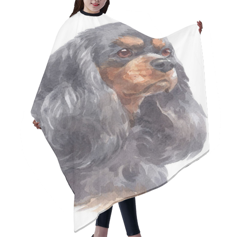 Personality  Water Colour Painting Of Cavalier King Charles Spaniel Hair Cutting Cape