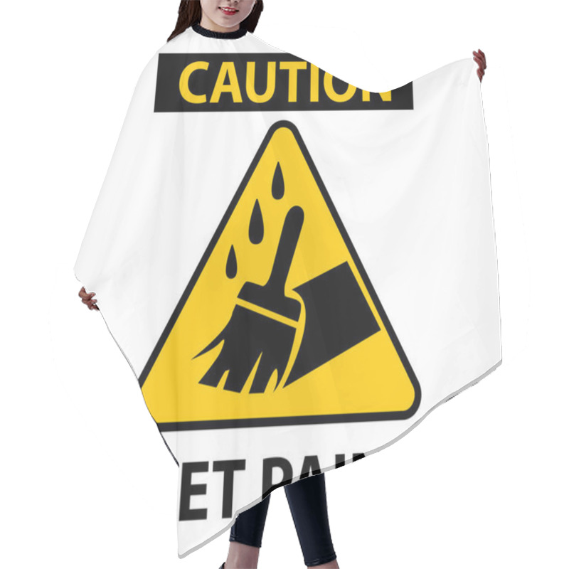 Personality  Caution Wet Paint Vector Sign Hair Cutting Cape