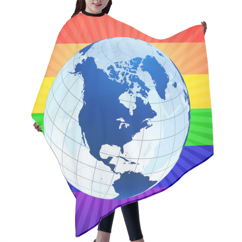 Personality  Globe With Rainbow Background For Gay Rights Hair Cutting Cape