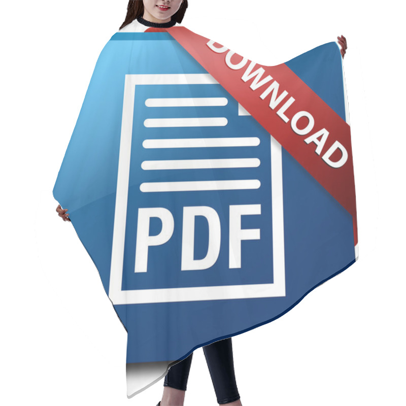 Personality  Download (PDF Document Icon) Glossy Blue Square Button Hair Cutting Cape