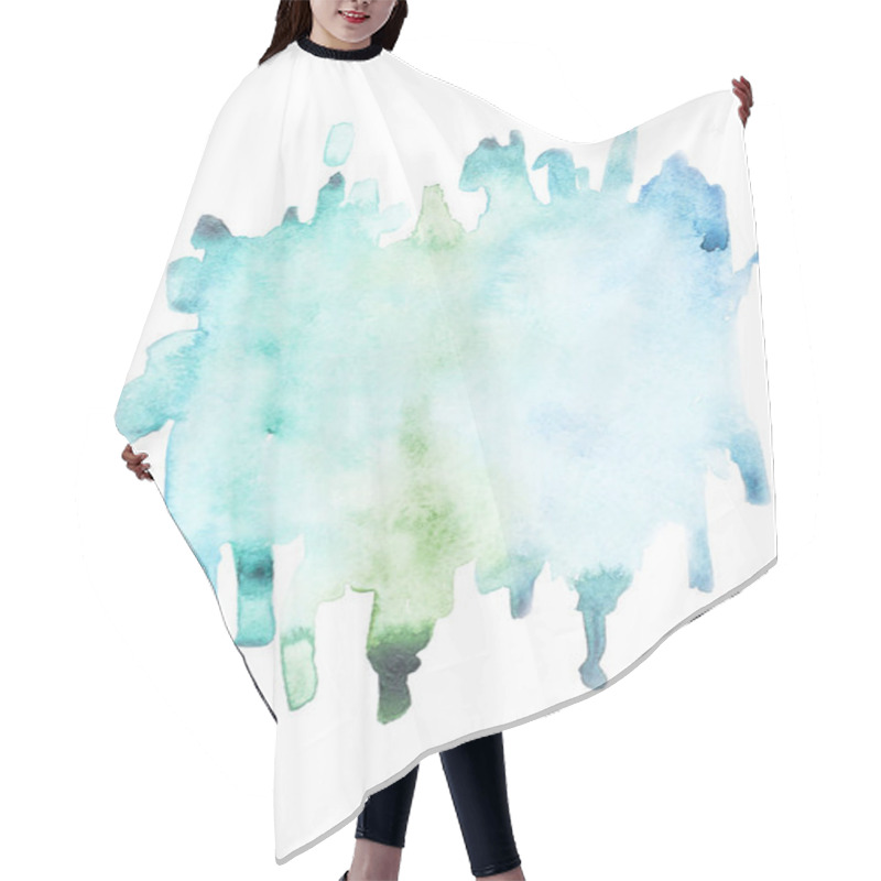 Personality  Abstract Painting With Blue Paint Blots And Strokes On White  Hair Cutting Cape