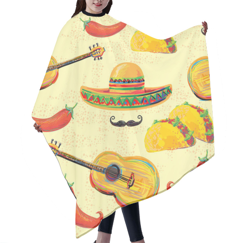 Personality  Mexican Seamless Music Pattern Hair Cutting Cape