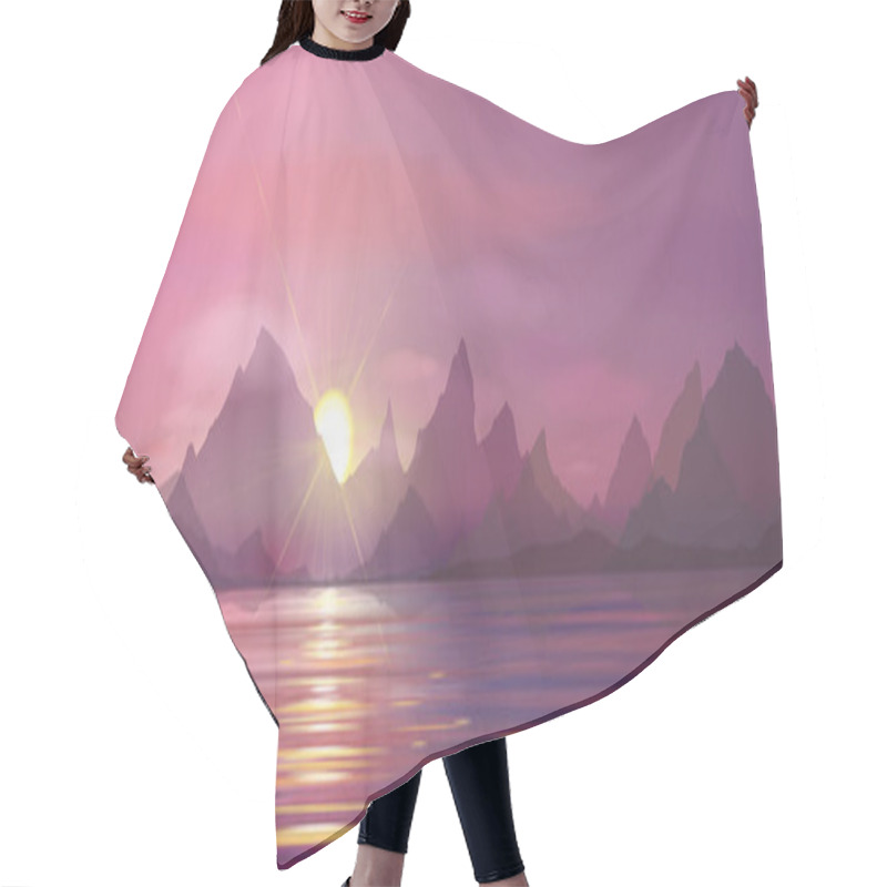 Personality  Beautiful Seascape With Sunset Hair Cutting Cape