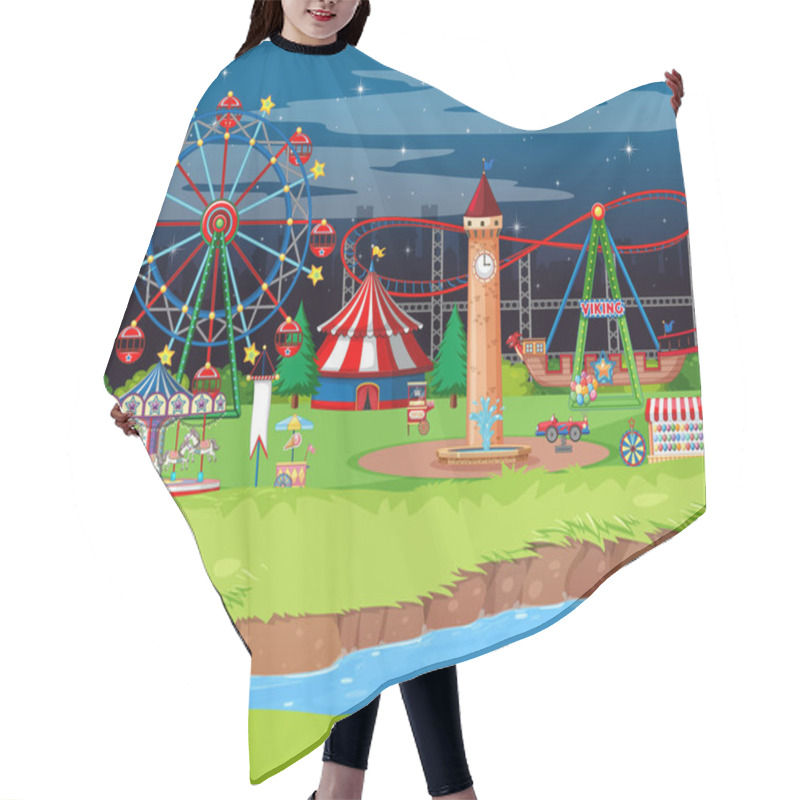 Personality  Scene Background Design With Many Rides Hair Cutting Cape