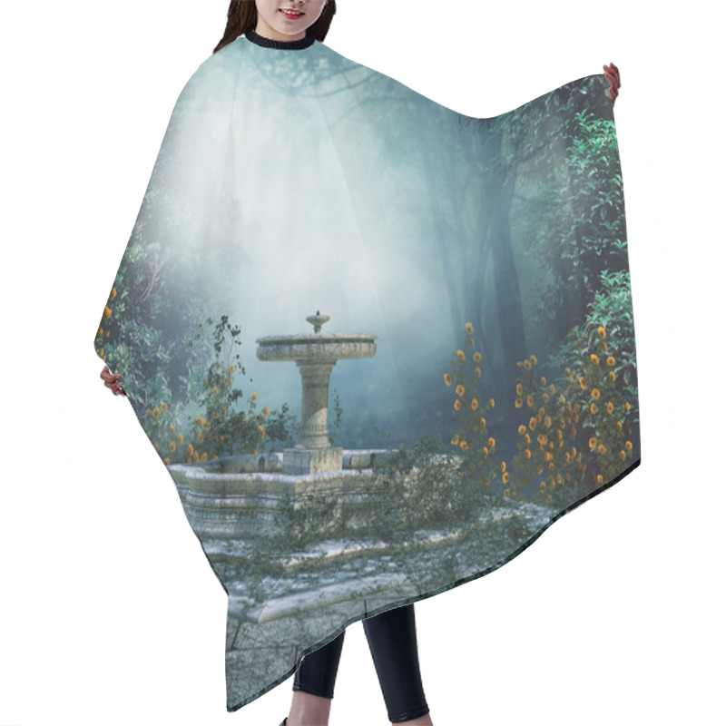 Personality  Fountain With Roses Hair Cutting Cape