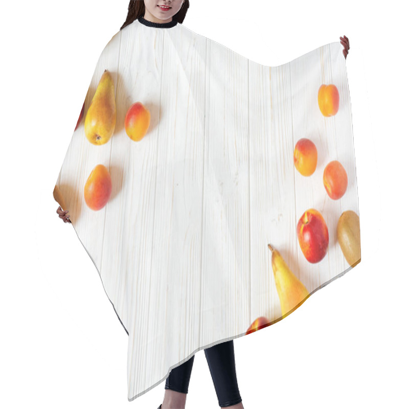 Personality  Fresh Fruits On White Background Hair Cutting Cape