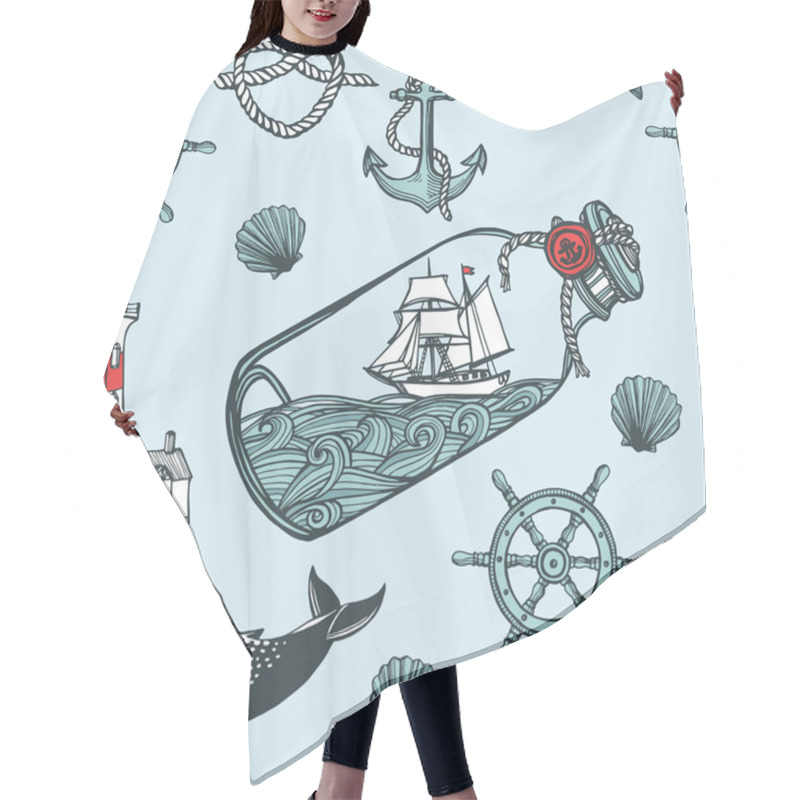 Personality  Nautical Seamless Pattern. Hair Cutting Cape