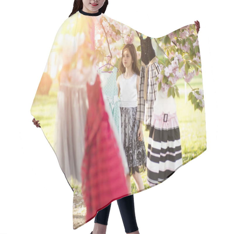 Personality  Cute Girl Among Dresses In The Tree Hair Cutting Cape