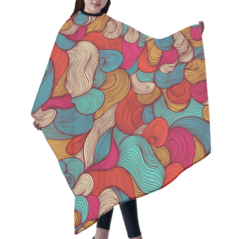 Personality  Bright Seamless Abstract Hand-drawn Pattern, Waves Background. C Hair Cutting Cape