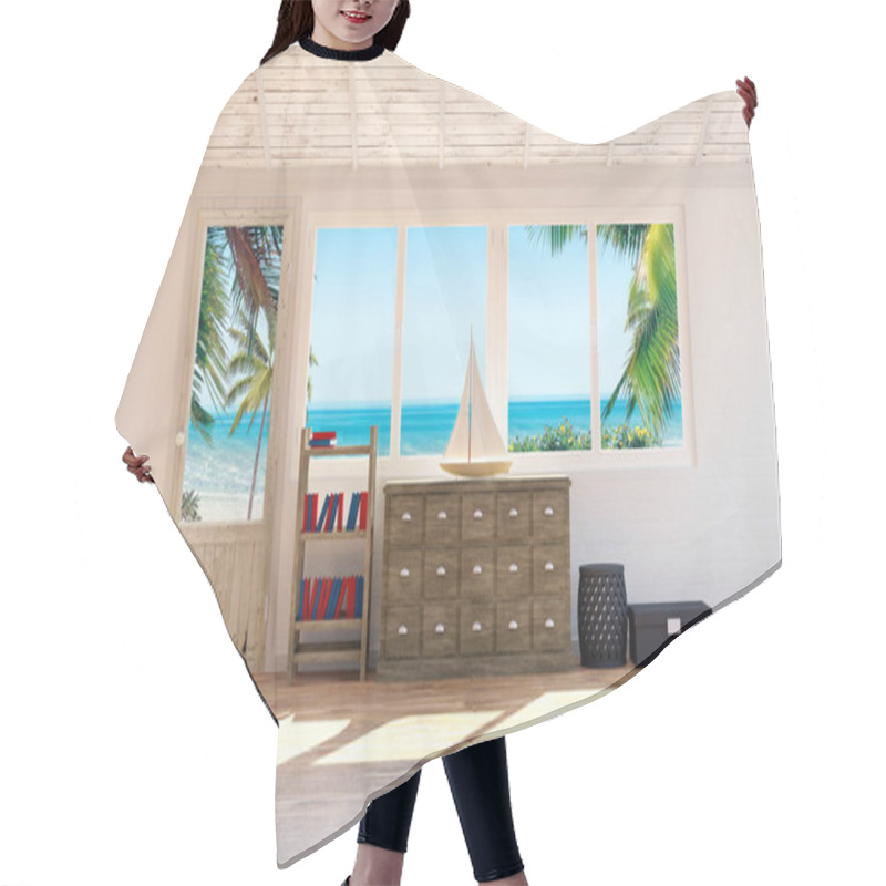 Personality  Beach House Interior Flat Hair Cutting Cape