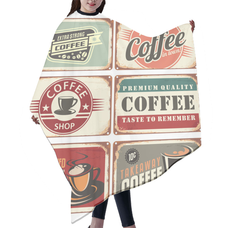 Personality  Retro Coffee Tin Signs Collection Hair Cutting Cape