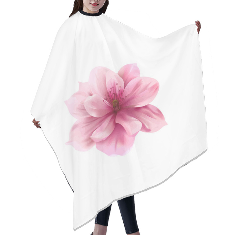 Personality  Blooming Pink Flower. Vector Illustration Design. Hair Cutting Cape