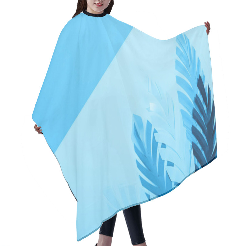 Personality  Top View Of Paper Leaves On Blue Minimalistic Background With Copy Space Hair Cutting Cape