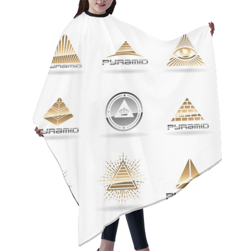 Personality  Pyramid Logo Design Elements Hair Cutting Cape