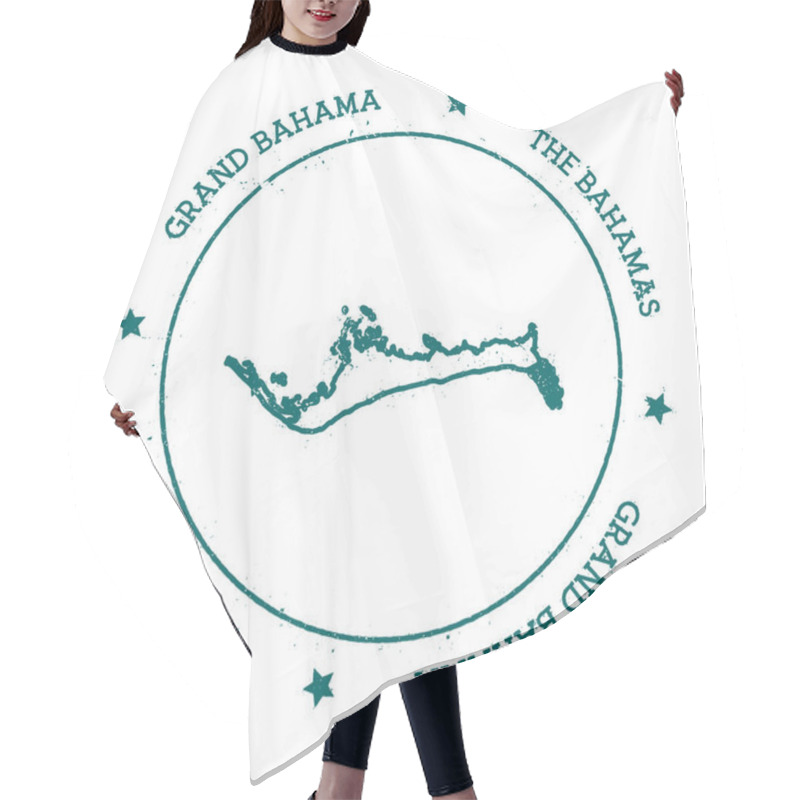 Personality  Grand Bahama Vector Map Distressed Travel Stamp With Text Wrapped Around A Circle And Stars Island Hair Cutting Cape