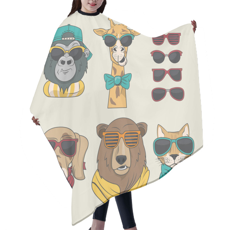 Personality  Funny Animals With Sunglasses Cool Style Hair Cutting Cape