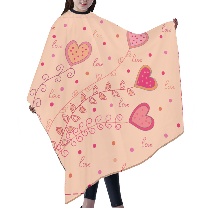 Personality  Hearts Flowers Love Card Hair Cutting Cape